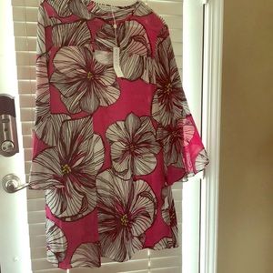 Trina Turk Brilliant Fuchsia Bold Print Dress Sz 4